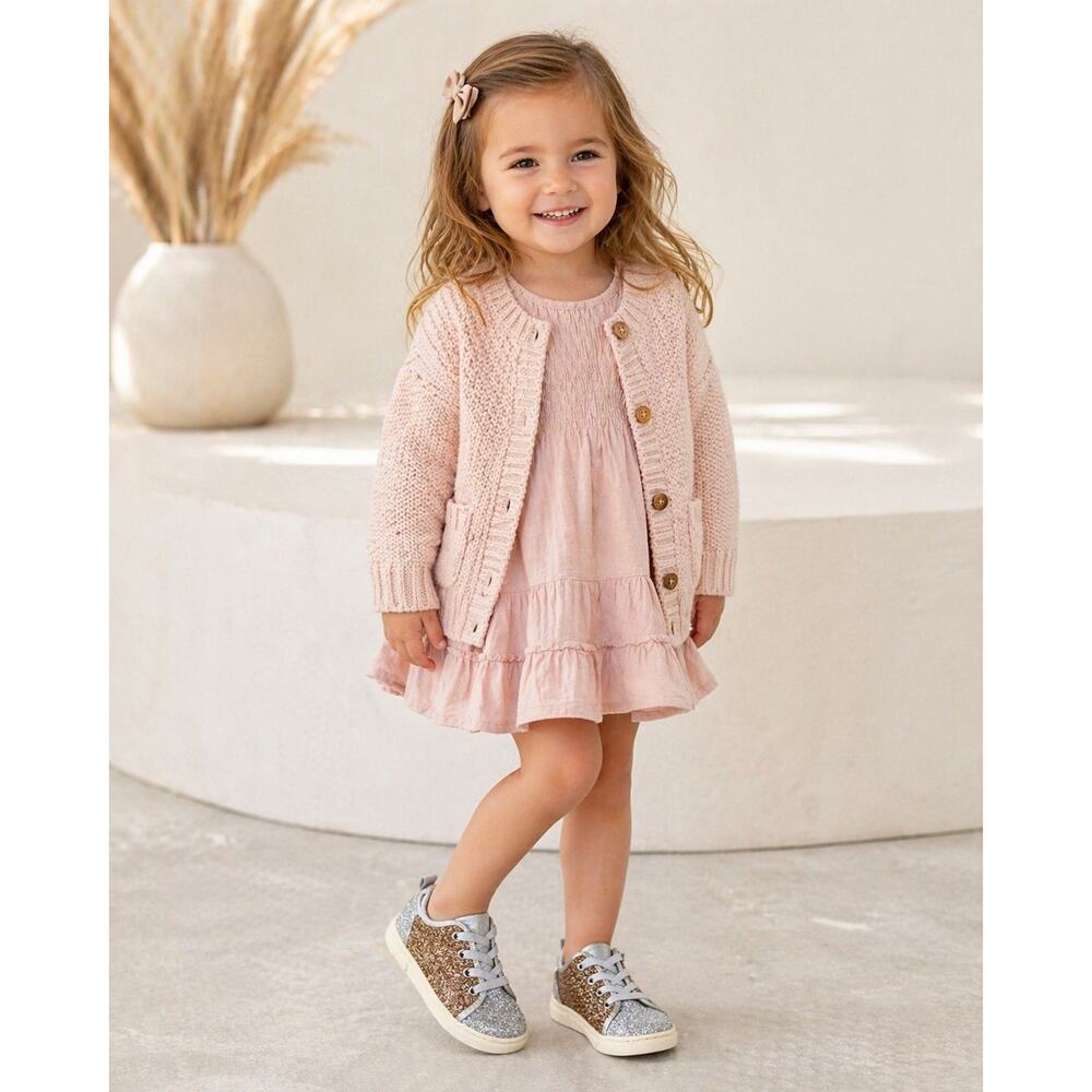 TOMS Kids Glitter Sneakers US 5 Toddler Silver Gold Metallic Y2K Party Shoes